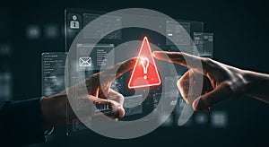 cybersecurity alert on digital interface touch
