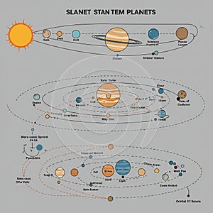 The image shows a fictional diagram of a planetary system labeled 