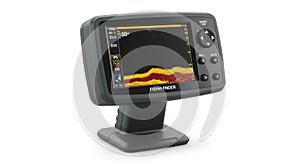 fish finder device with sonar display on white