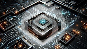 The image shows an innovative chip designed to integrate AI technologies