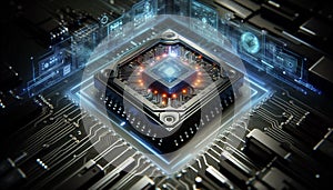 The image shows an innovative chip designed to integrate AI technologies