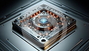 The image shows an innovative chip designed to integrate AI technologies