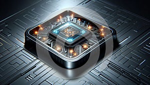 The image shows an innovative chip designed to integrate AI technologies