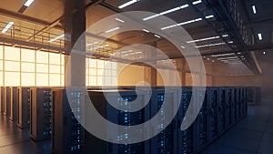 Data Center Servers Cloud Computing, IT Infrastructure, Server Room