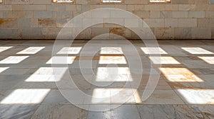 Sunlight streaming through a window, casting a pattern of shadows on the floor.