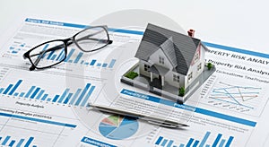 property risk analysis with model house and charts