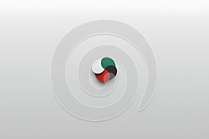 Abstract 3D Circle Logo with Red, White, and Green Colors