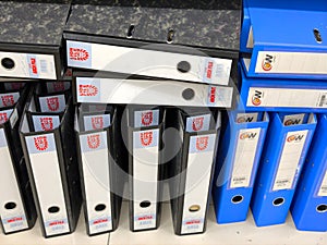 Malaysia November 2 2025 Office Arch File Folders Arranged on Storage Rack