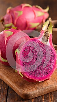 Freshly cut pitaya.