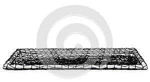 rectangular black net on white frame, close-up