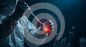 scientist working with chemicals in laboratory