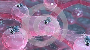 metallic spiders pink network structure