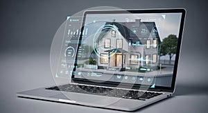 smart home control interface on laptop screen