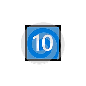 Blue Square with Number Ten