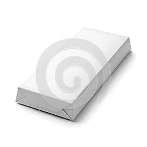 Plain white rectangular box with gray edges placed on a flat surface