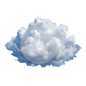 Single White Cumulus Cloud Isolated on White Background