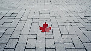 Red Maple Leaf on a Snowy Ground