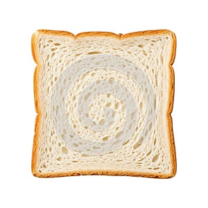 Close-up view of a single slice of white bread with a soft texture