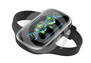 Smartwatch displaying dna helix