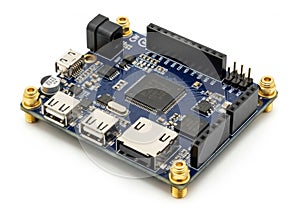 Compact embedded development board with multiple connectivity options and expansion headers
