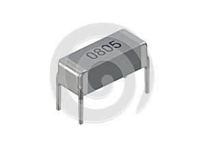 Gray electronic resistor with marked code 0805 for circuit applications