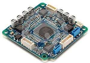 Compact electronic development board with multiple connection interfaces and components