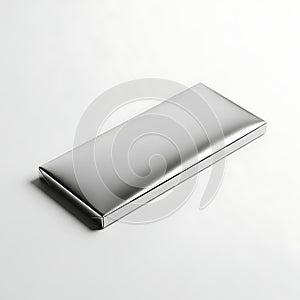 Sleek modern metallic rectangular object placed on a neutral background