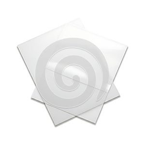A stack of blank white paper sheets on a white background