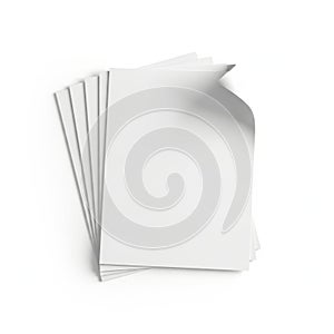 A stack of blank white paper sheets ready for use on a white background