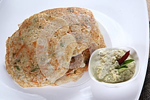 oats set dosa with fresh chutney. oats set dosa. dosa.
