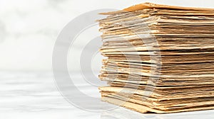 A stack of old, yellowed papers.