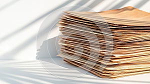 A stack of old, yellowed papers.