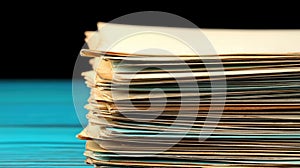 A stack of old, yellowed papers.