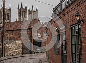 Lincoln, Lincolnshire - the streets and the cathedral.