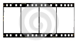 film strip with four blank frames and sprocket holes