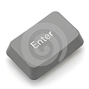 A close-up view of a classic gray enter key on a keyboard