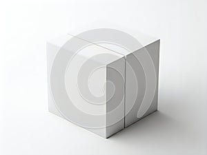 Two white rectangular boxes standing side by side on a white surface