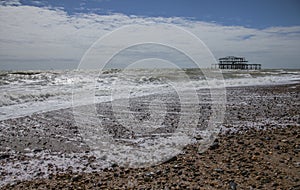 Brighton, England, the UK - seas and the West Pier.