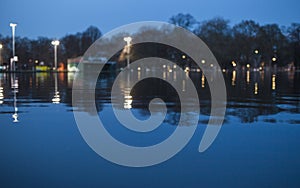 Clapham Common at night; reflection. photo