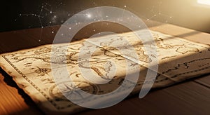 Vintage Paper Map Texture with Soft Light