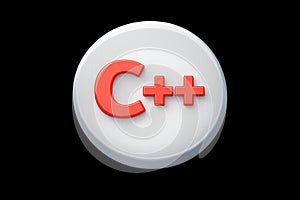 C programming language logo on white button