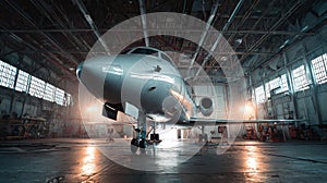 private jet hangar interior view