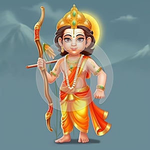 image of Shree ram Hindu god cartoon style generative AI photo