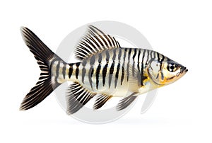 Image of siamese tigerfish on a white background. Animals. Illustration, Generative AI