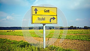 Signposts the direct way to God versus Devil