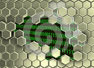 Image of silver hexagons broken by the digital era photo