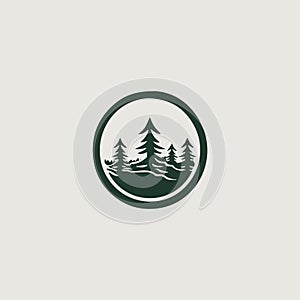 image of a simple and stylish logo that uses the forest as a symbol
