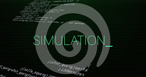 Image of simulation text over data processing