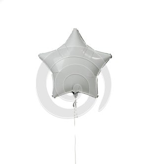 Image of single big white star latex balloon for birthday or wedding party