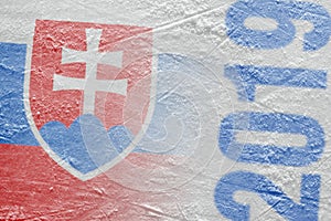 Image of the Slovak flag on the ice hockey arena